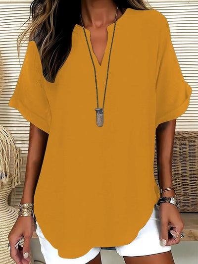 Élise – Blouse Fluide à Manches Courtes