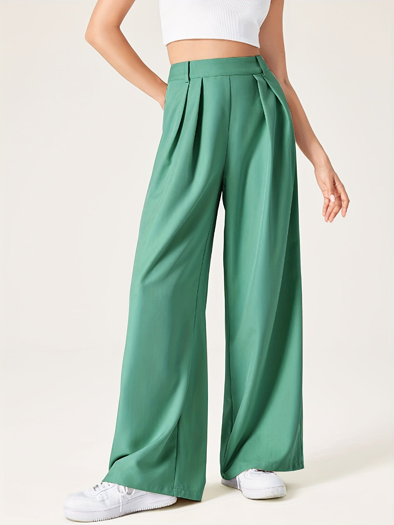 Marieke | Wijde Effen Kleur Pantalon