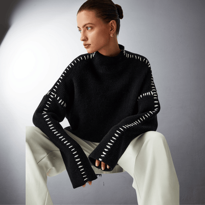 Laurent™ | Pull en Maille Structurée à Détails Contrastants