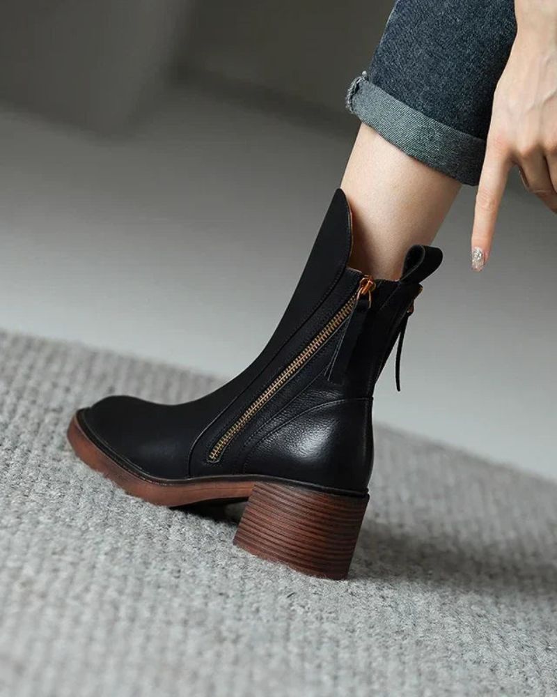 Colette – Bottines à talon en cuir véritable, style intemporel