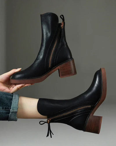 Colette – Bottines à talon en cuir véritable, style intemporel