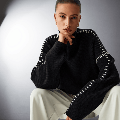 Laurent™ | Pull en Maille Structurée à Détails Contrastants
