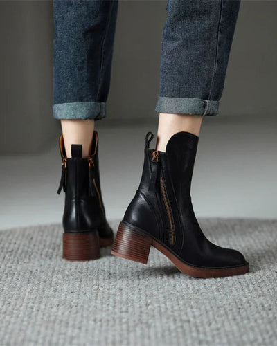 Colette – Bottines à talon en cuir véritable, style intemporel