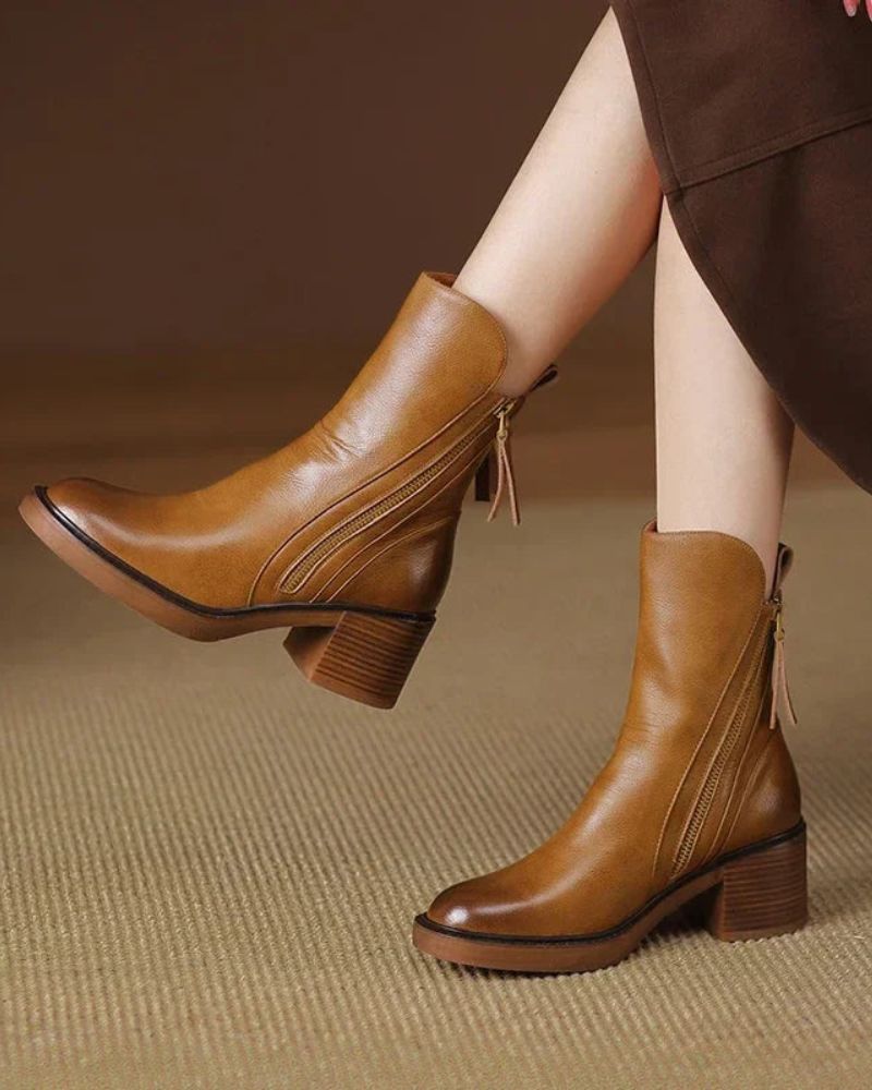 Colette – Bottines à talon en cuir véritable, style intemporel