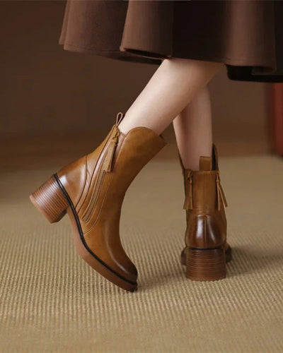 Colette – Bottines à talon en cuir véritable, style intemporel