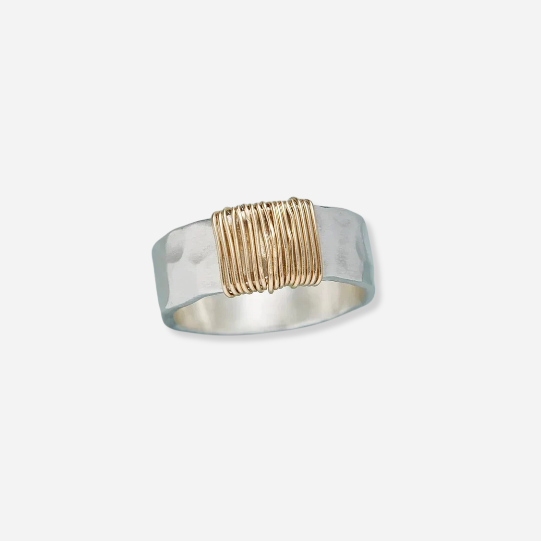 Ella™ | Élégante Bague en Argent avec Fil Doré