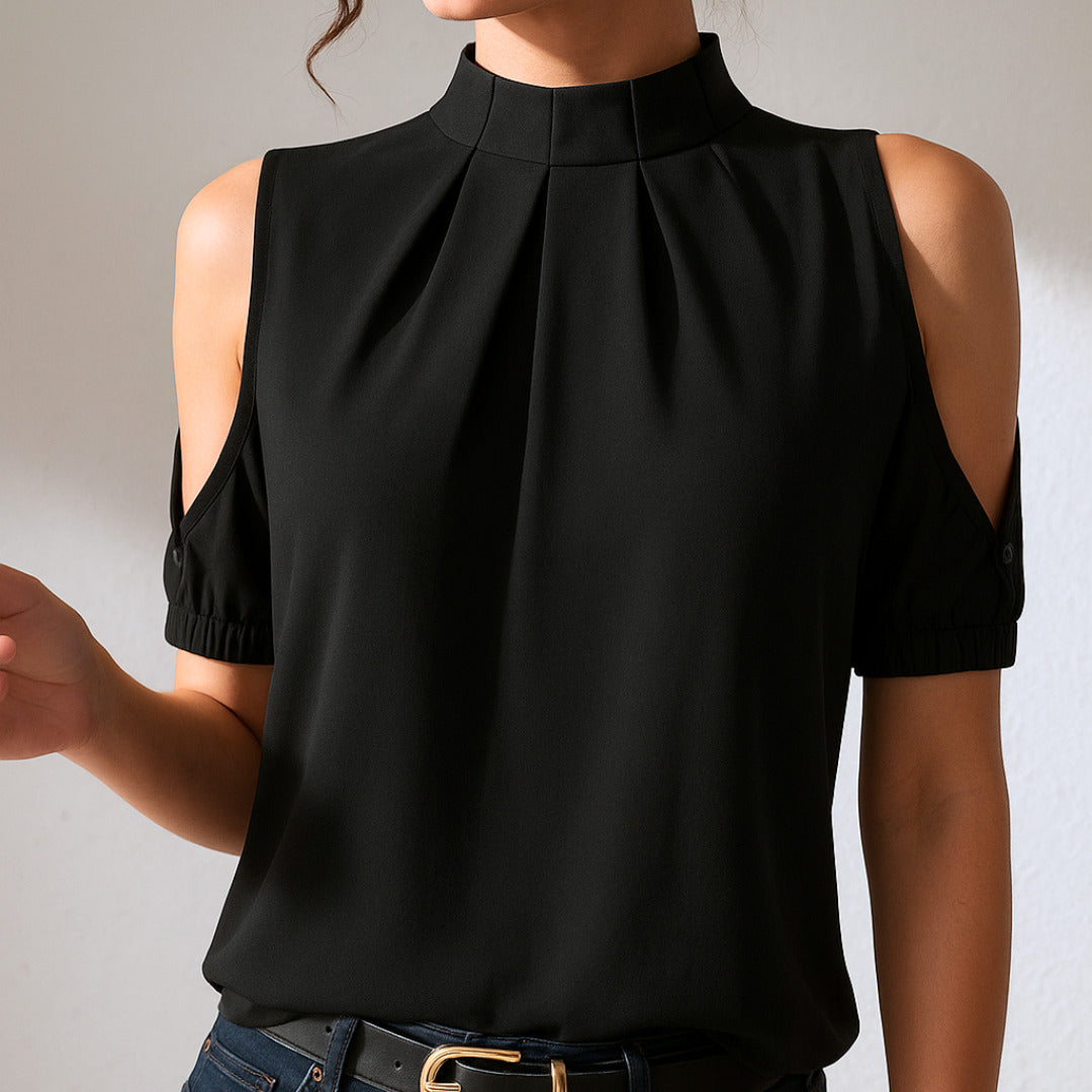 Belana – Blouse plissée décontractée avec manches fendues