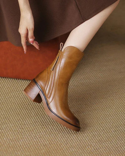 Colette – Bottines à talon en cuir véritable, style intemporel