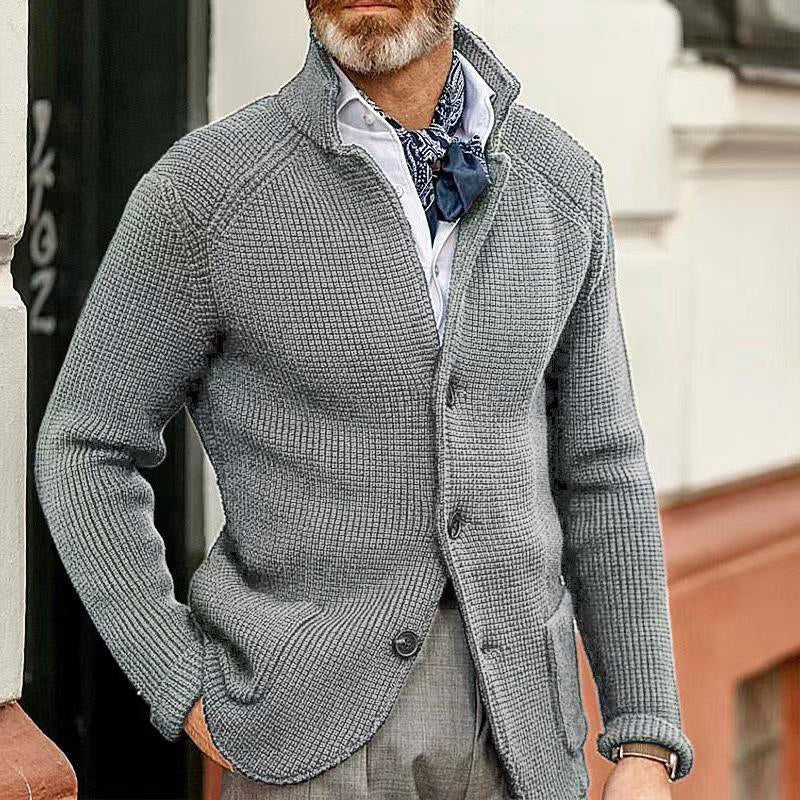Blazer en maille décontracté pour homme à col montant