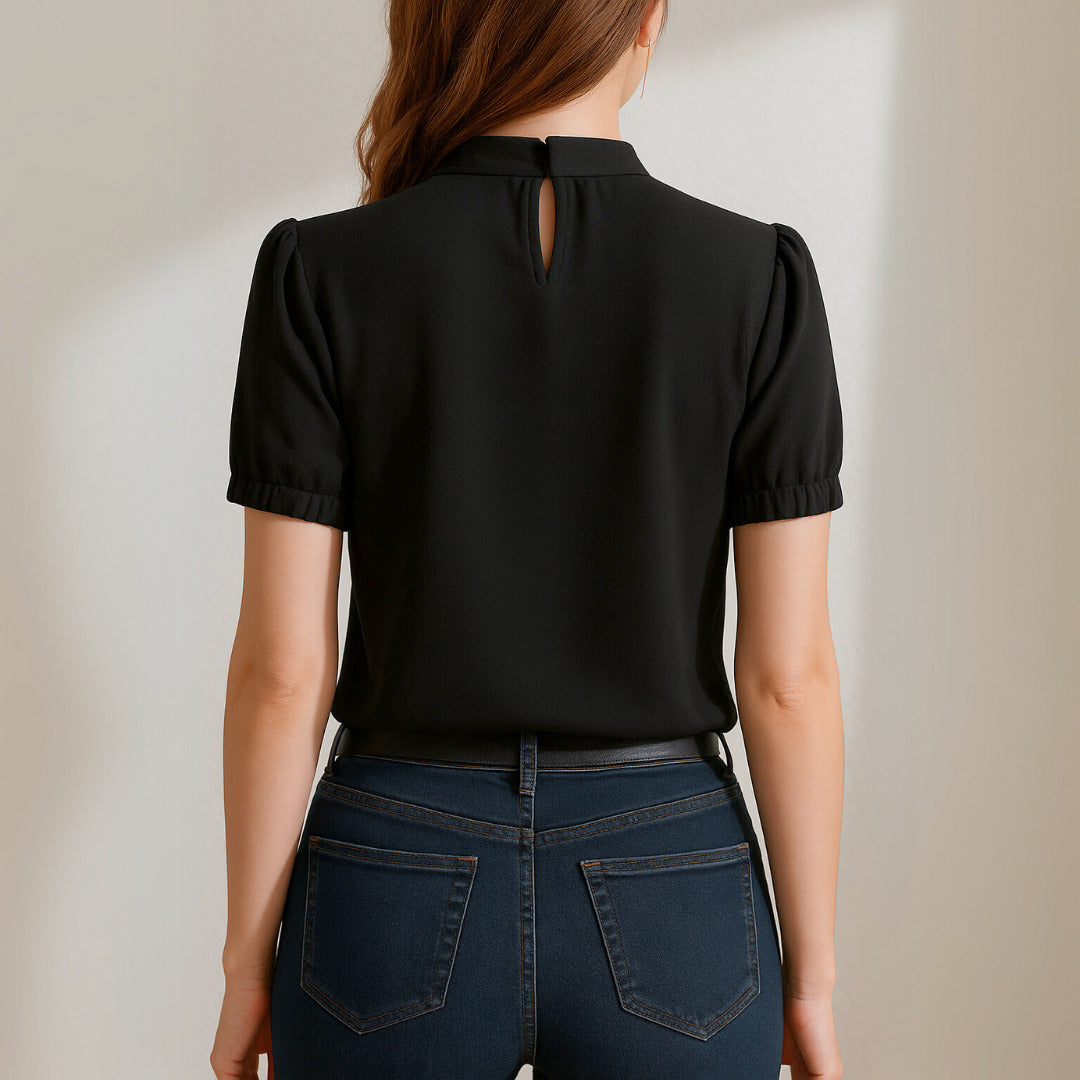 Belana – Blouse plissée décontractée avec manches fendues