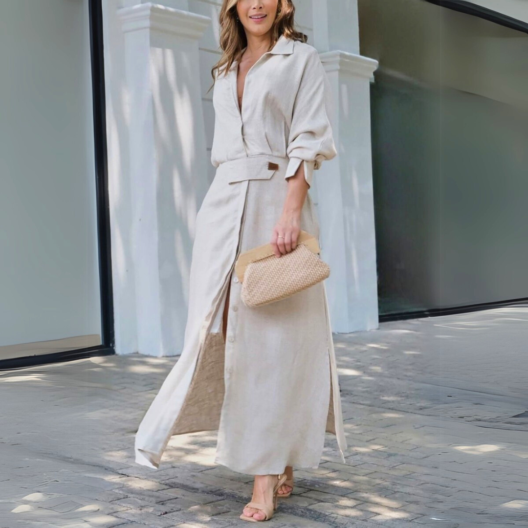 Jeanette™ | Élégante robe longue à col en V
