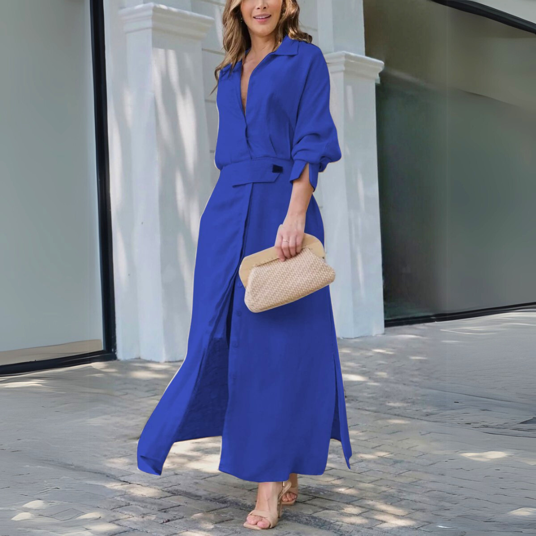 Jeanette™ | Élégante robe longue à col en V