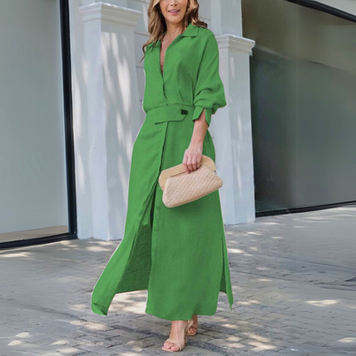 Jeanette™ | Élégante robe longue à col en V