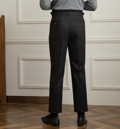 Pantalon plissé double en mélange de laine à chevrons Tuscany