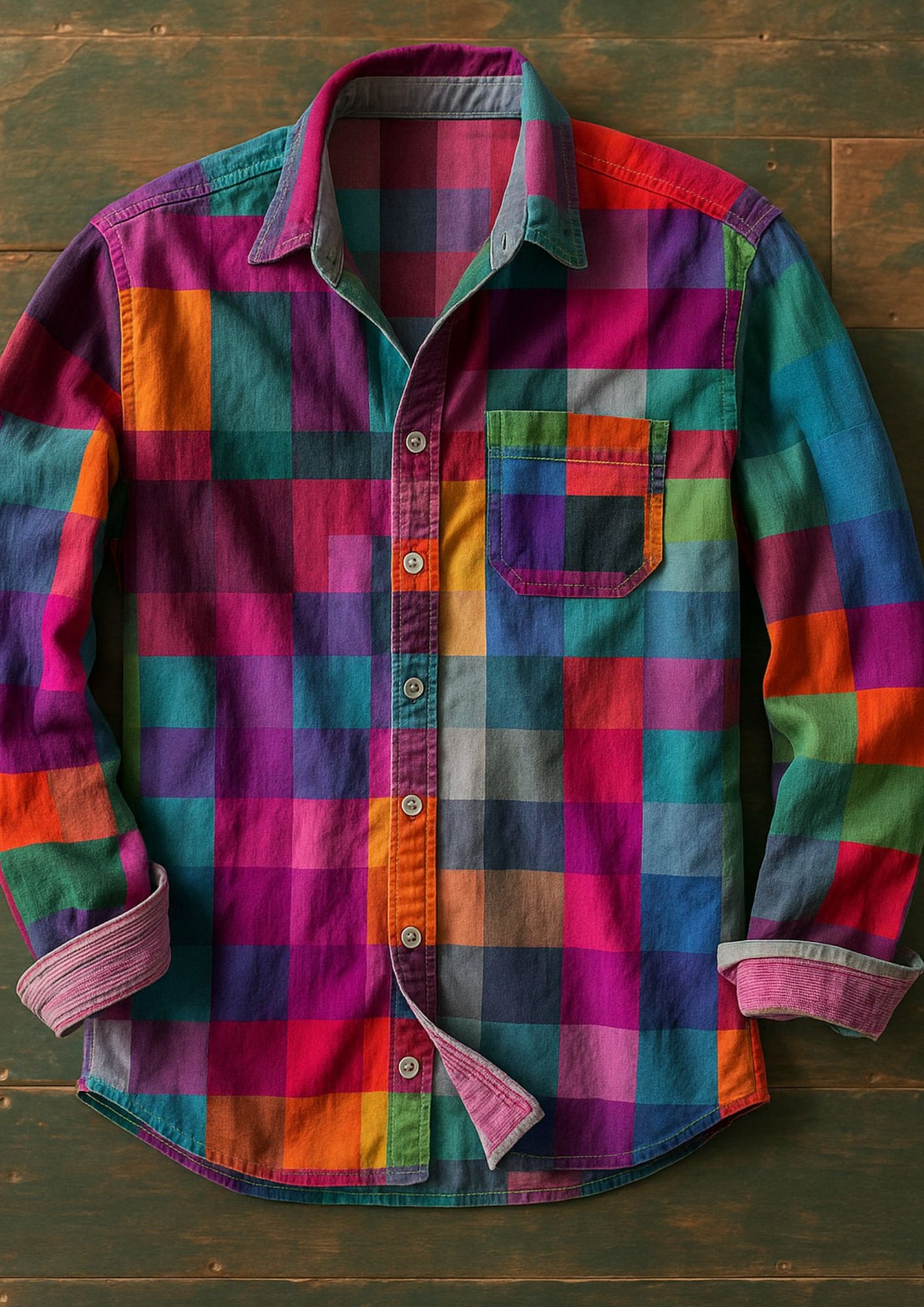 George | Chemise Patchwork Élégante et Ludique avec Poche Pratique