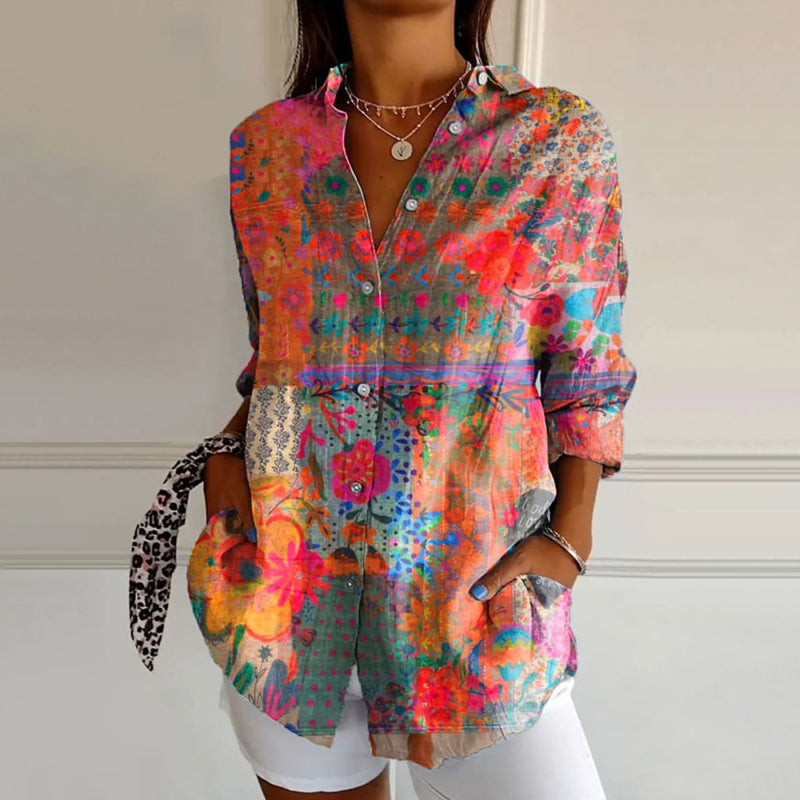 Joan – Blouse à Motifs Floraux Vintage