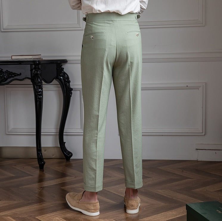 Pantalon à pinces aéré en seersucker Positano