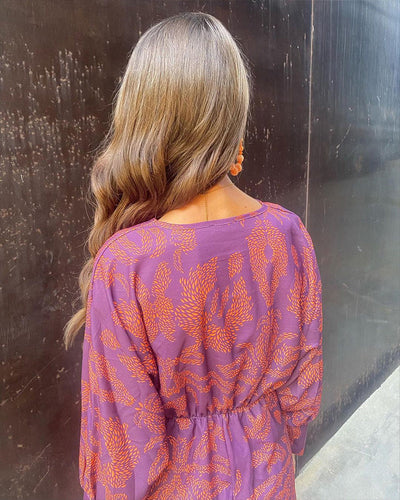 Annabelle | Robe Élégante à Imprimé Vintage et Manches Longues