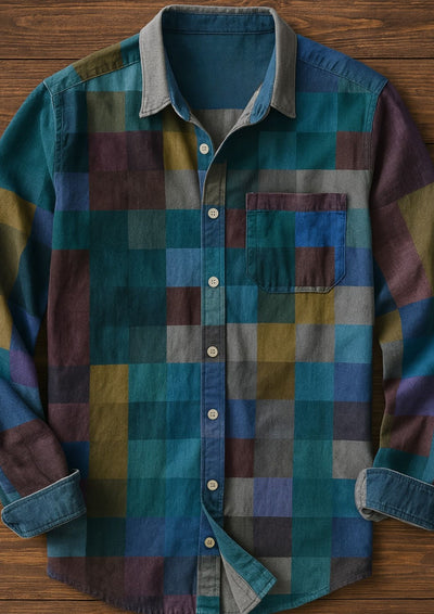 George | Chemise Patchwork Élégante et Ludique avec Poche Pratique