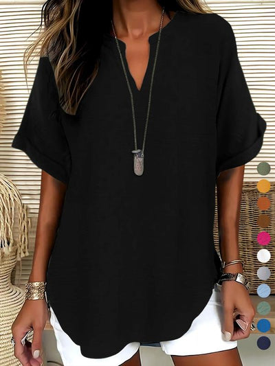 Élise – Blouse Fluide à Manches Courtes
