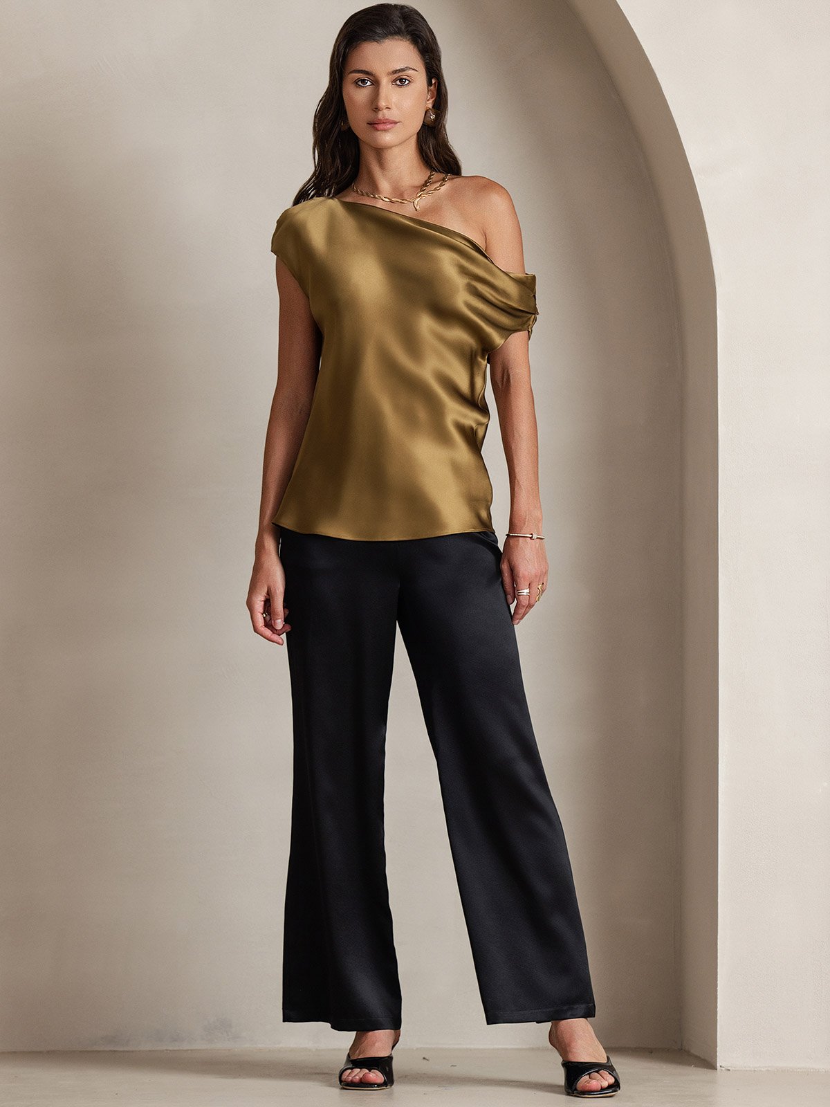 Pantalon de costume en soie classique et tendance 19 Momme, à jambes larges