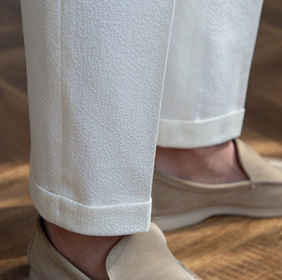 Pantalon à pinces aéré en seersucker Positano