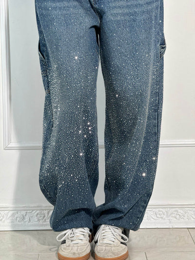 Pantalon Violette™ à taille haute, jambes larges et poches à boutons