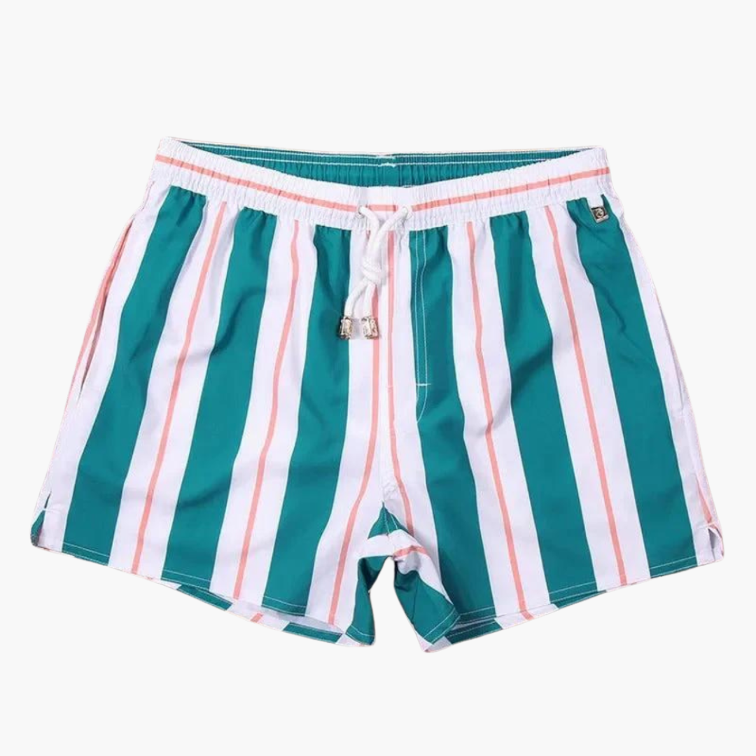 Maillot de bain homme rayé - avec cordon de serrage et poches latérales
