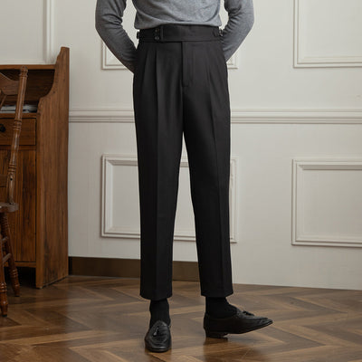 Pantalon plissé double en mélange de laine à chevrons Tuscany