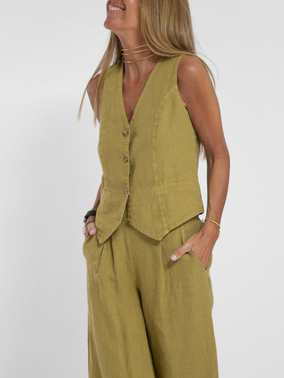 Aira™ – Ensemble composé d’un gilet boutonné et d’un pantalon à jambes larges