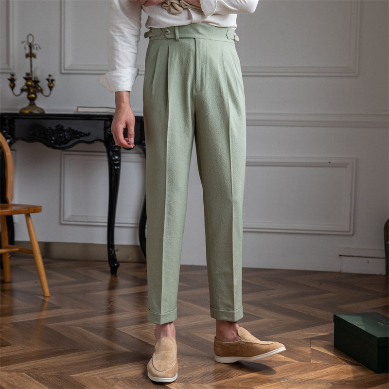 Pantalon à pinces aéré en seersucker Positano
