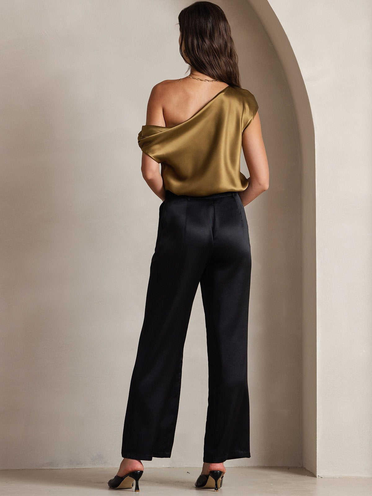 Pantalon de costume en soie classique et tendance 19 Momme, à jambes larges
