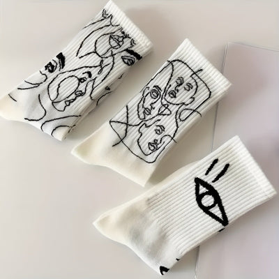 TOUS LES REGARDS™ – Chaussettes unisexe à imprimé abstrait (lot de 3)