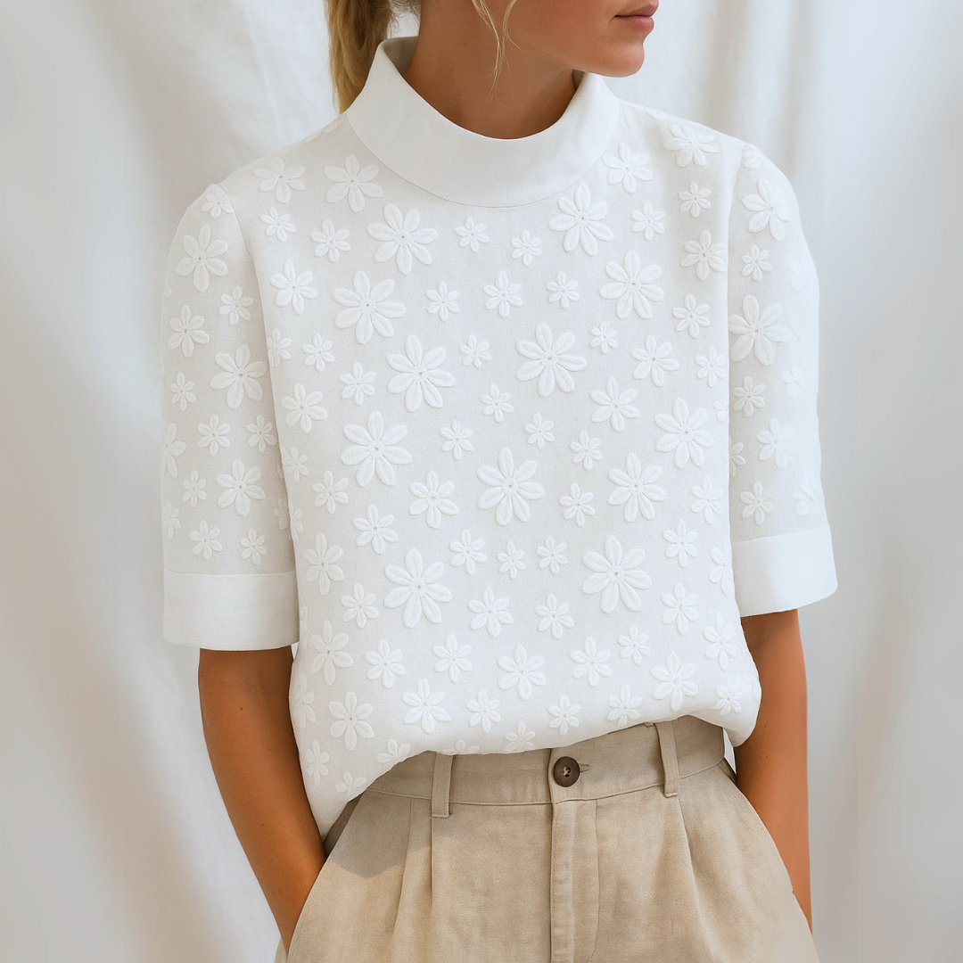 Irene™ | Blouse élégante en lin avec imprimé floral