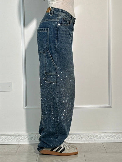 Pantalon Violette™ à taille haute, jambes larges et poches à boutons