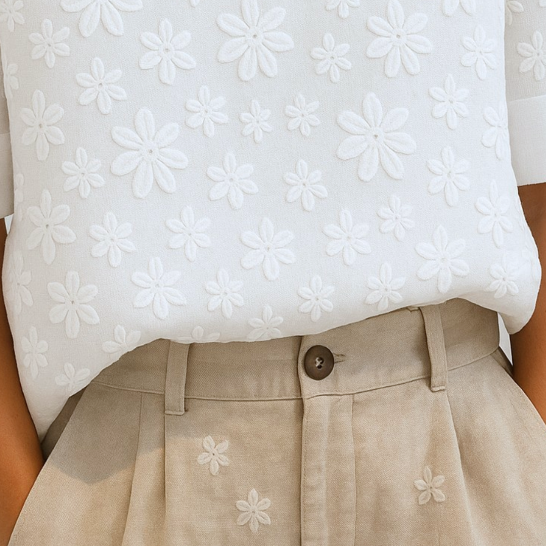 Irene™ | Blouse élégante en lin avec imprimé floral