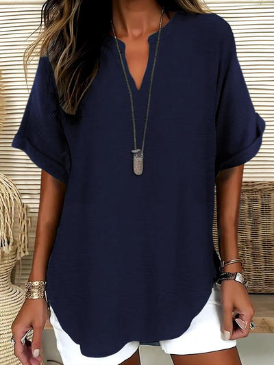 Élise – Blouse Fluide à Manches Courtes