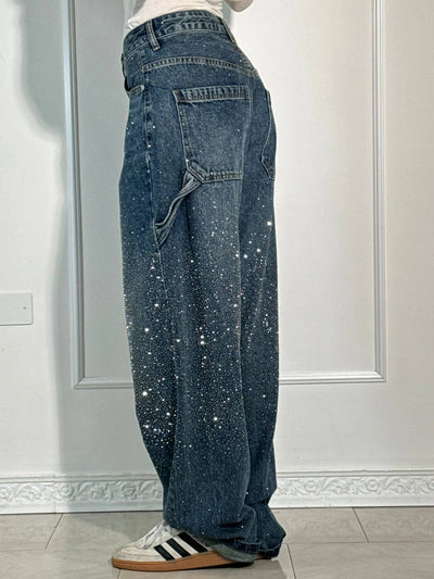 Pantalon Violette™ à taille haute, jambes larges et poches à boutons