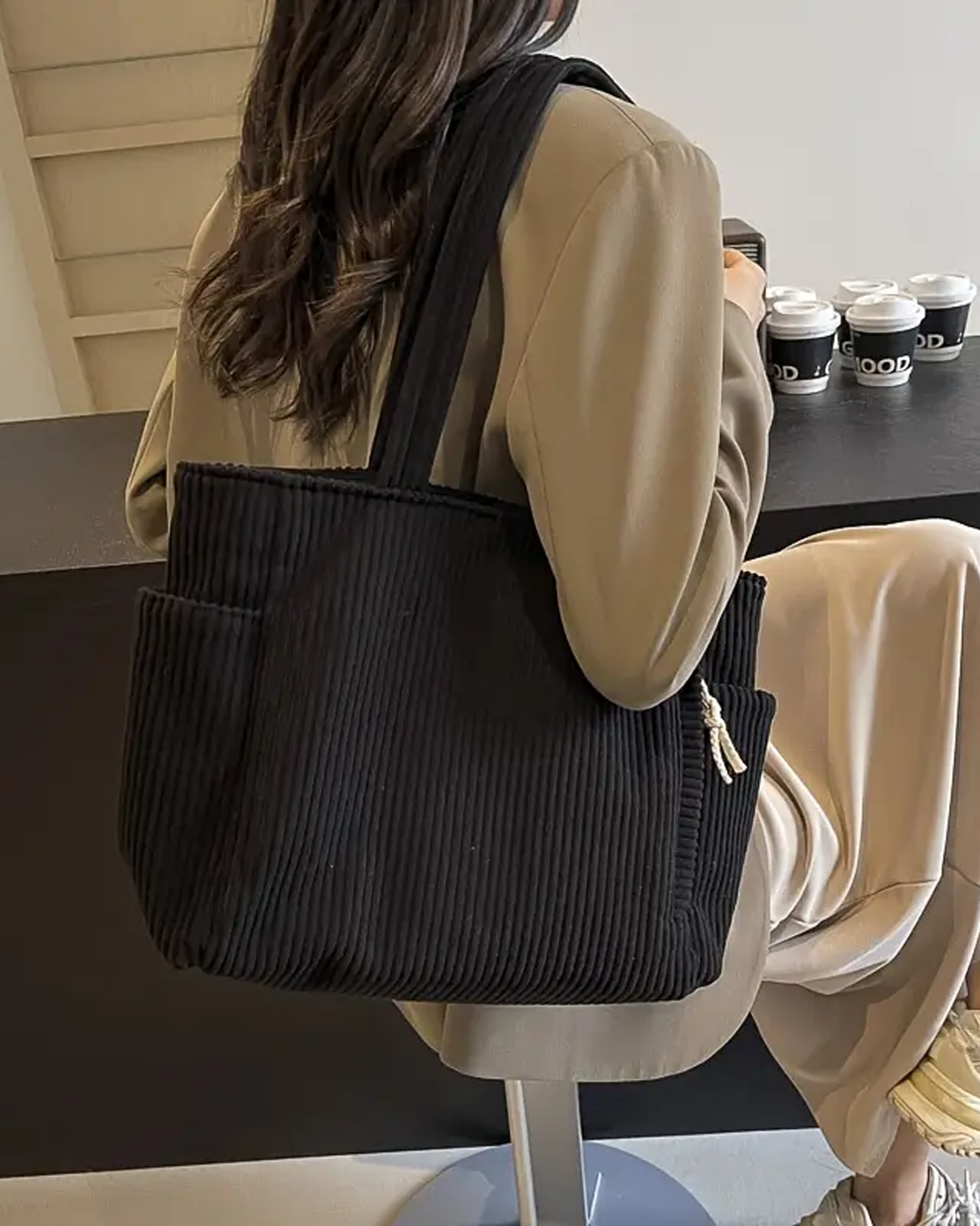 Tilda – Sac cabas côtelé avec détail en cordon