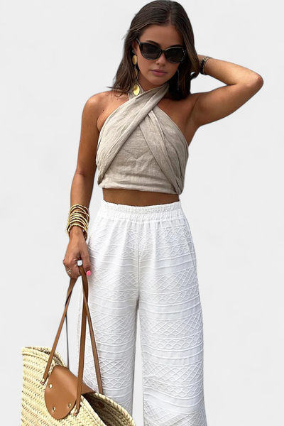 Lena Top Croisé Dos Nu avec Nœud et Style Halter