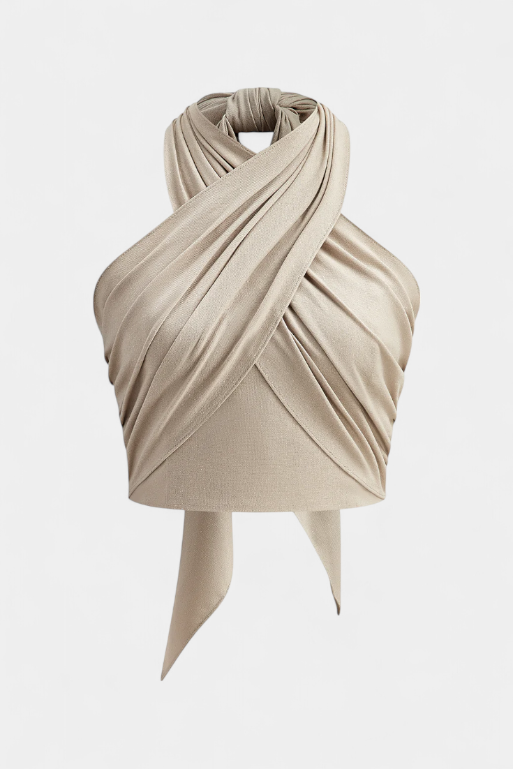 Lena Top Croisé Dos Nu avec Nœud et Style Halter