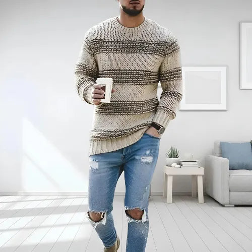 Darien – Pull Rayé en Maille Épaisse