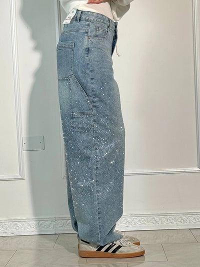 Pantalon Violette™ à taille haute, jambes larges et poches à boutons