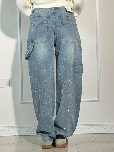 Pantalon Violette™ à taille haute, jambes larges et poches à boutons