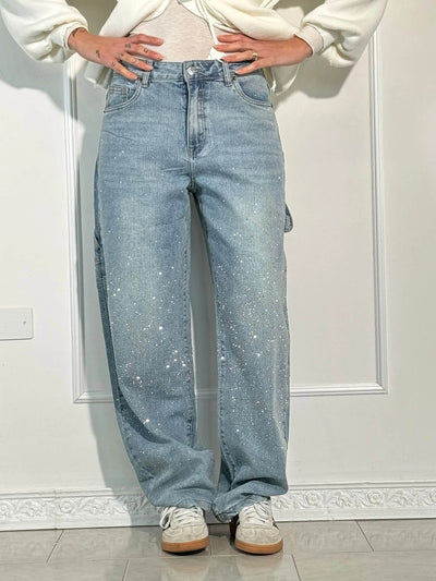 Pantalon Violette™ à taille haute, jambes larges et poches à boutons