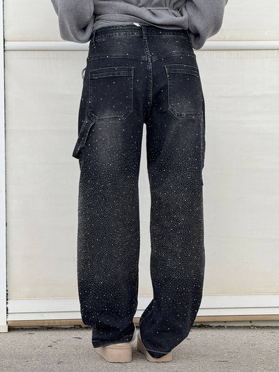 Pantalon Violette™ à taille haute, jambes larges et poches à boutons