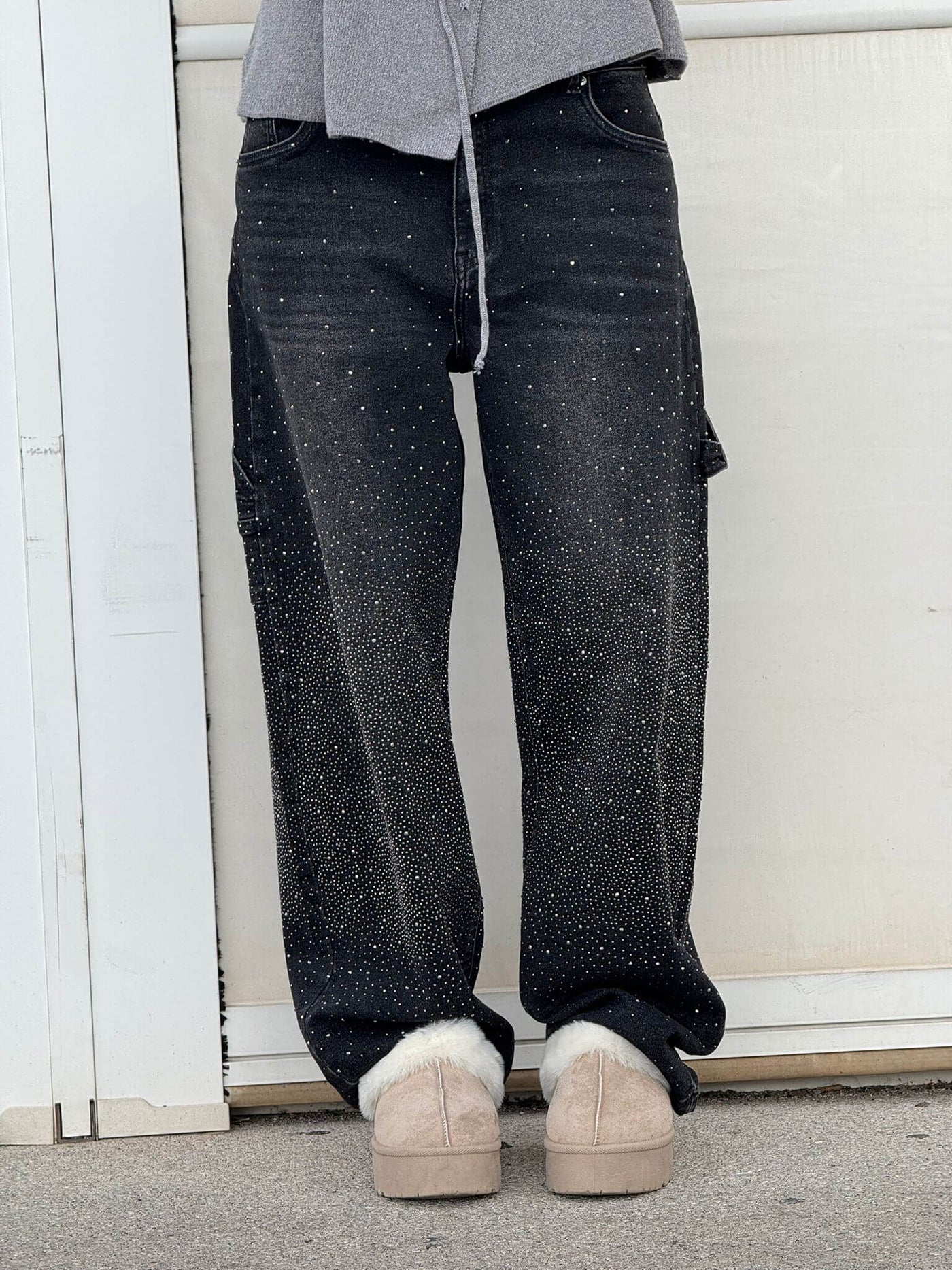 Pantalon Violette™ à taille haute, jambes larges et poches à boutons