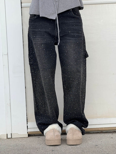 Pantalon Violette™ à taille haute, jambes larges et poches à boutons
