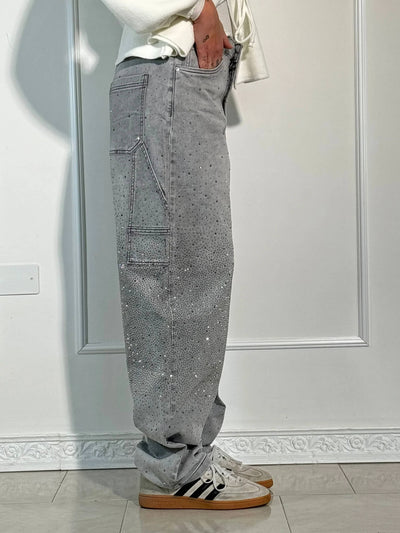 Pantalon Violette™ à taille haute, jambes larges et poches à boutons