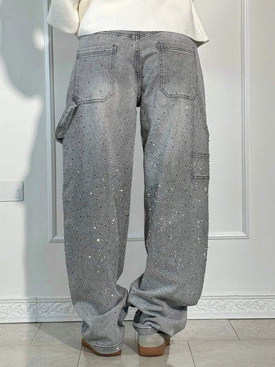 Pantalon Violette™ à taille haute, jambes larges et poches à boutons
